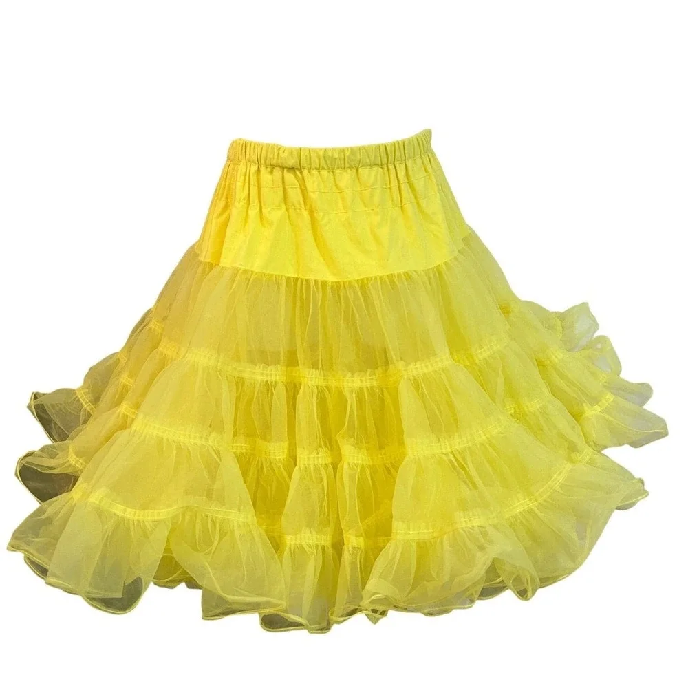 Vintage Malco Modes Yellow Nylon Petticoat Crinoline Rockabilly‎ Skirt Large